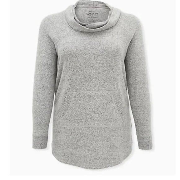 Torrid Super Soft Plush Cowl Neck Pullover Cozy Comfy Casual Heather Gray - Picture 1 of 11